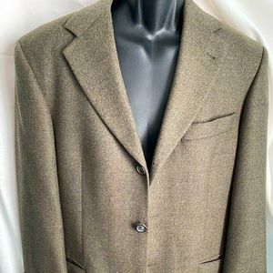 Hugo Boss Brown w/ Blue Speckles  Blazer Jacket 36S Wool Three Button